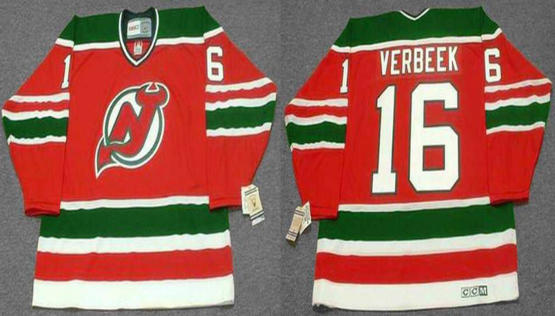 2019 Men New Jersey Devils 16 Verbeek red CCM NHL jerseys